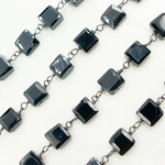 Load image into Gallery viewer, Black Spinel Square Shape Oxidized Wire Chain. BSP47
