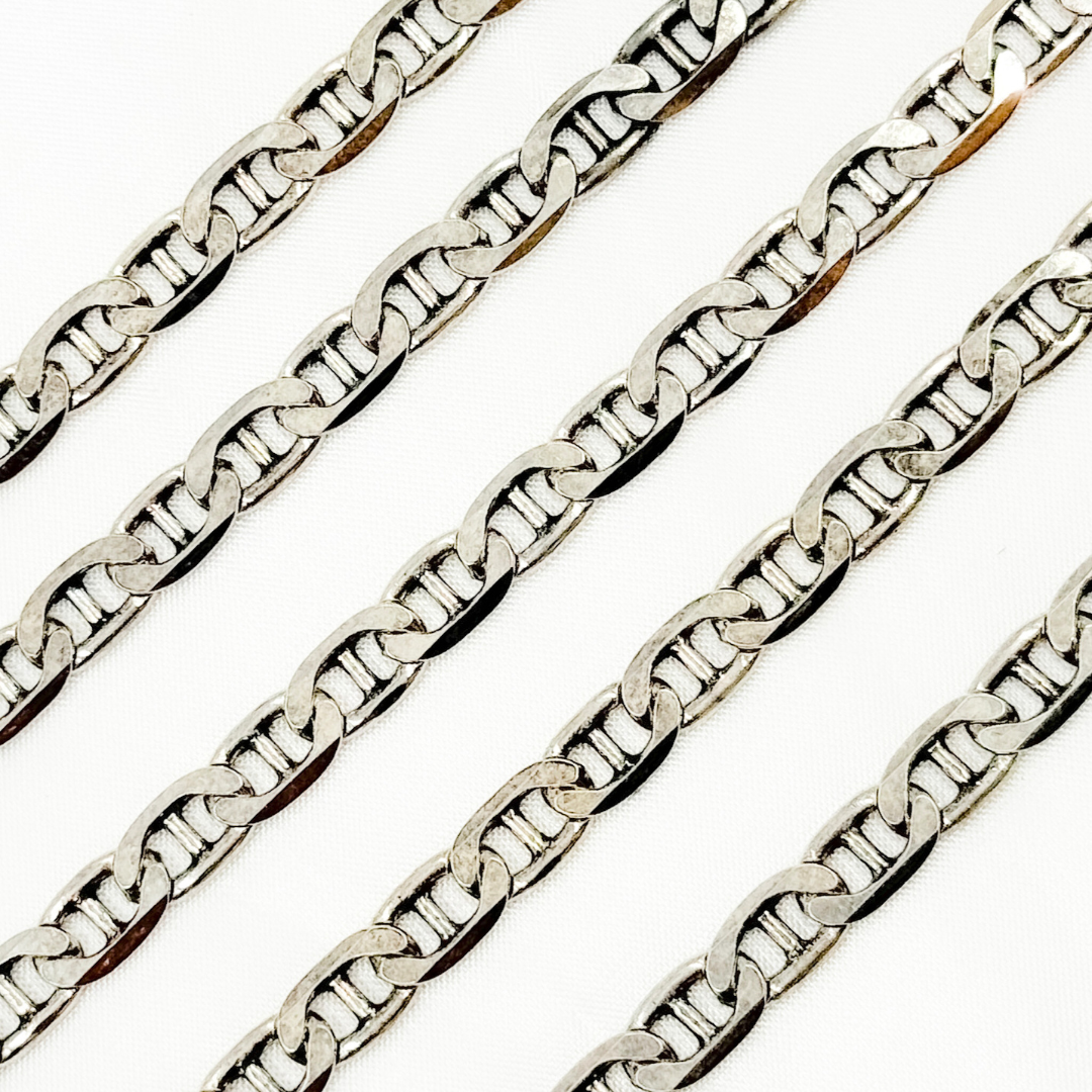 Oxidized 925 Sterling Silver Flat Marina Chain. Y78OX