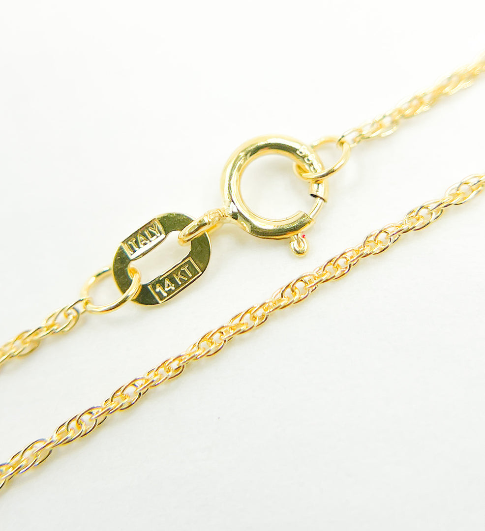 020KC. 14K Solid Gold Wheat Chain