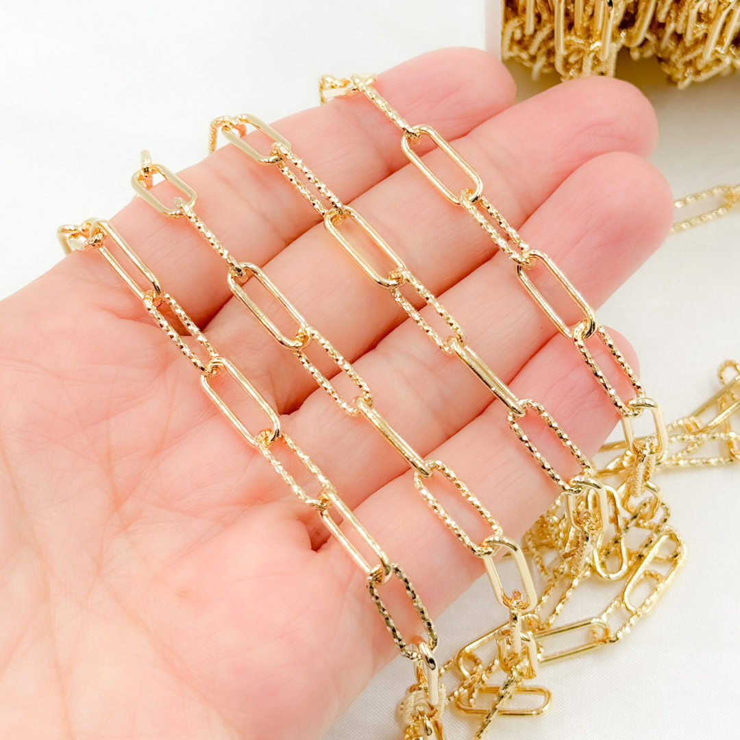 Gold Plated 925 Sterling Silver Paperclip Link Chain. V31GP