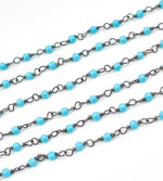 Load image into Gallery viewer, Turquoise Wire Wrap Chain made with Black Rhodium 925 Sterling Silver. TRQ10
