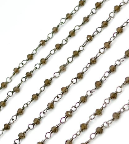 Smoky Quartz Wire Wrap Chain
