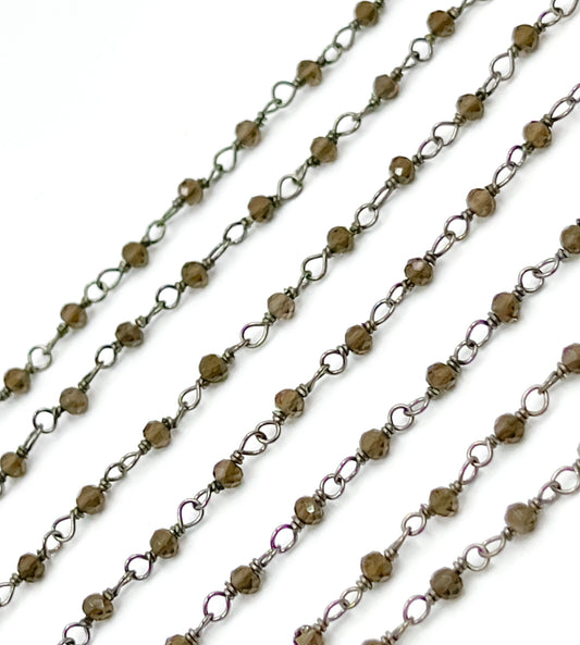 Smoky Quartz Wire Wrap Chain