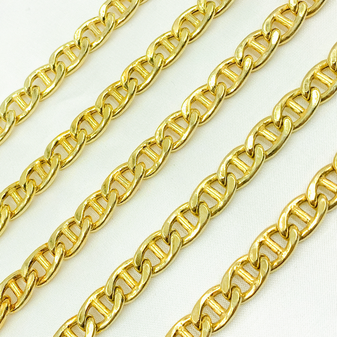 Gold Plated 925 Sterling Silver Curb Marina Chain. Y59GP