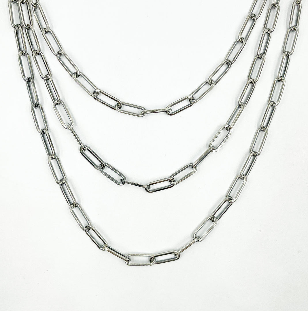 Oxidized 925 Sterling Silver Paperclip Chain. V13OX