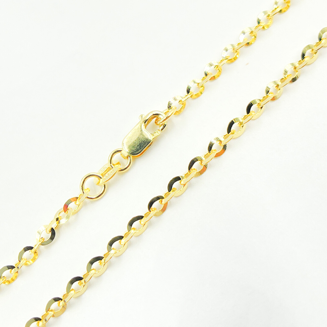 14K Solid Gold Flat Cable Chain