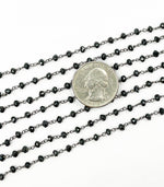 Load image into Gallery viewer, Black Spinel Wire Wrap Chain made with Black Rhodium 925 Sterling Silver. BSP15
