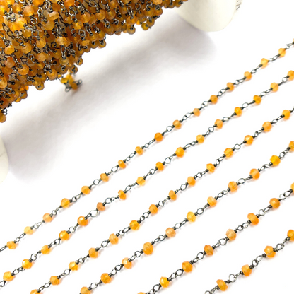 Carnelian Black Rhodium 925 Sterling Silver Wire Chain