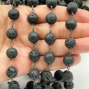 Lava Gemstone Round Shape Wire Chain