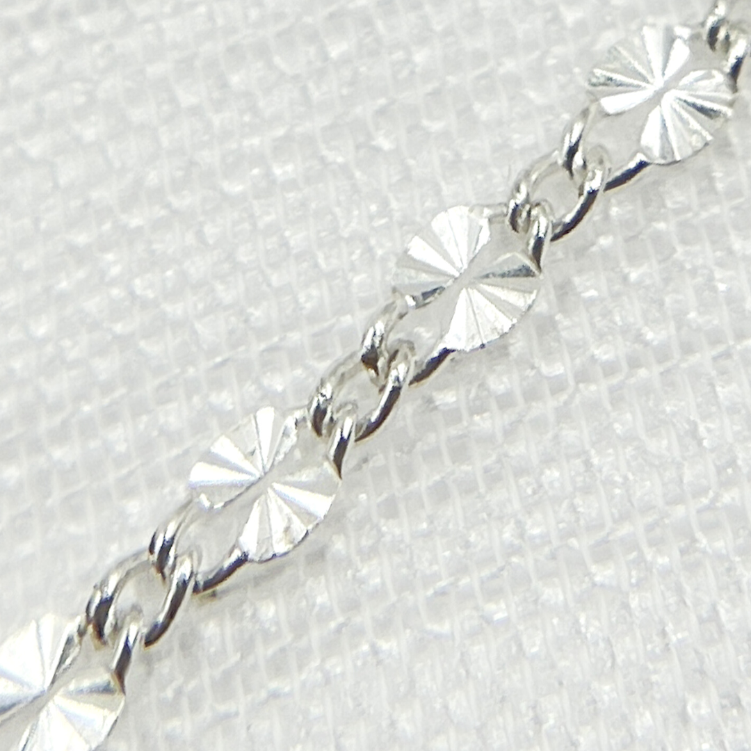 925 Sterling Silver Diamond Cut Flat Marina Link Chain. V186SS