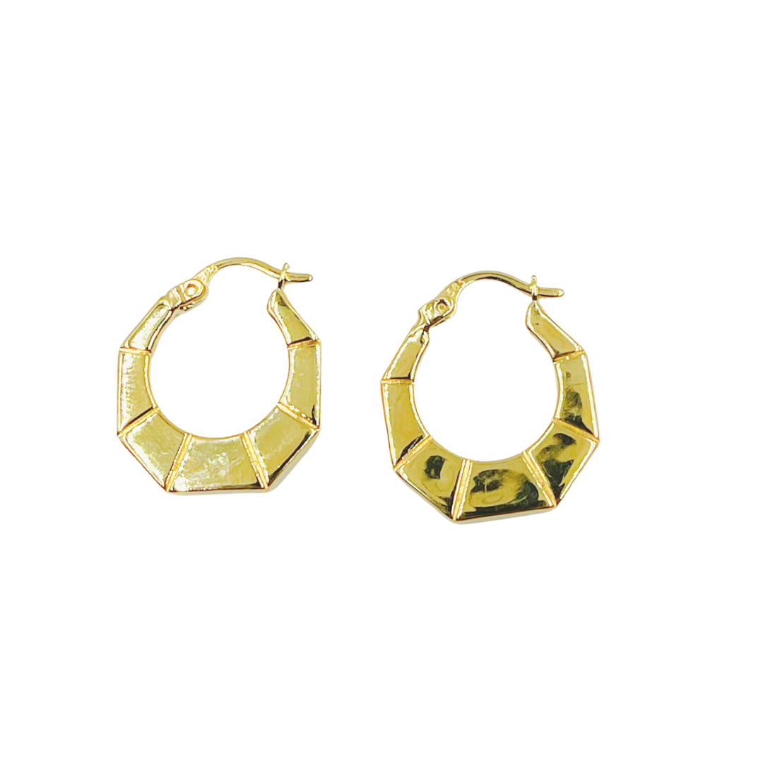 14K Solid Gold Hexagon Hoop