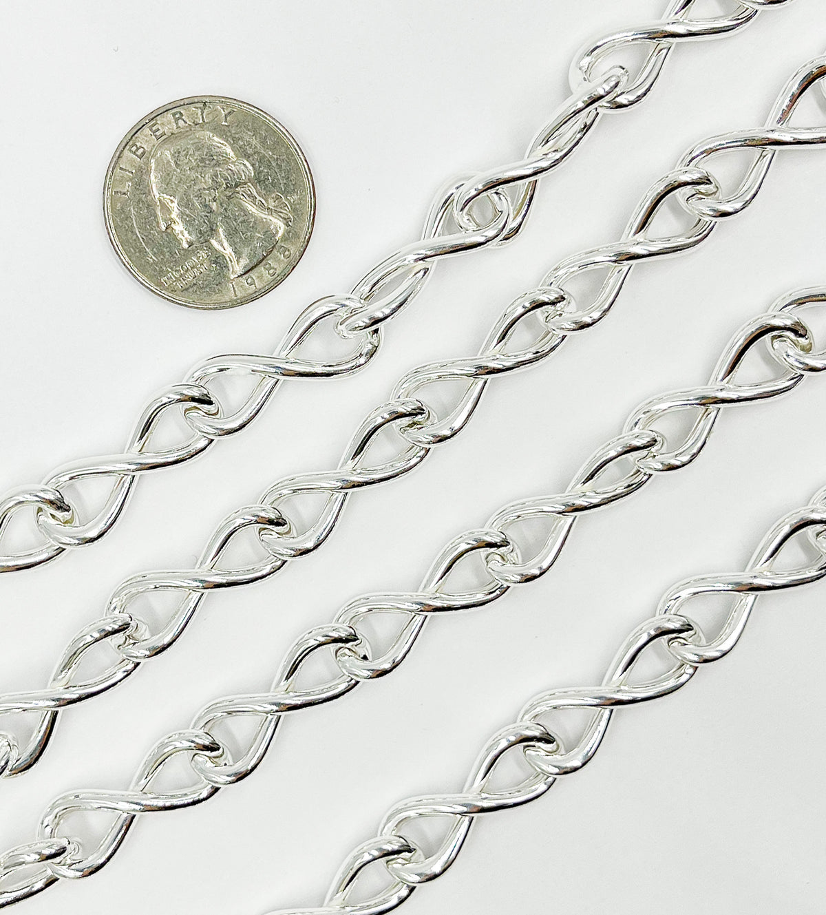 565MTSS. Sterling Silver Hollow Infinity Link Chain