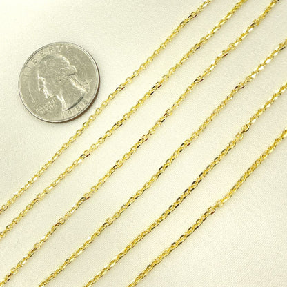 14K Solid Gold Diamond Cut Cable Link Unfinished Chain
