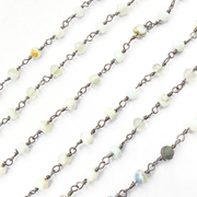 Blue Lace Agate Black Rhodium 925 Sterling Silver Wire Chain