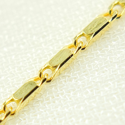 Solid Yellow Gold Diamond Cut Bars Link Chain by Foot