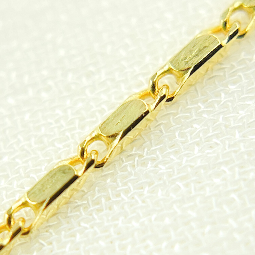 035LURBRT4C7byFt. 14k Solid Yellow Gold Diamond Cut Bars Link Chain by Foot