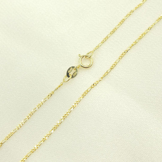 14K Solid Gold Flat Figaro Link Chain