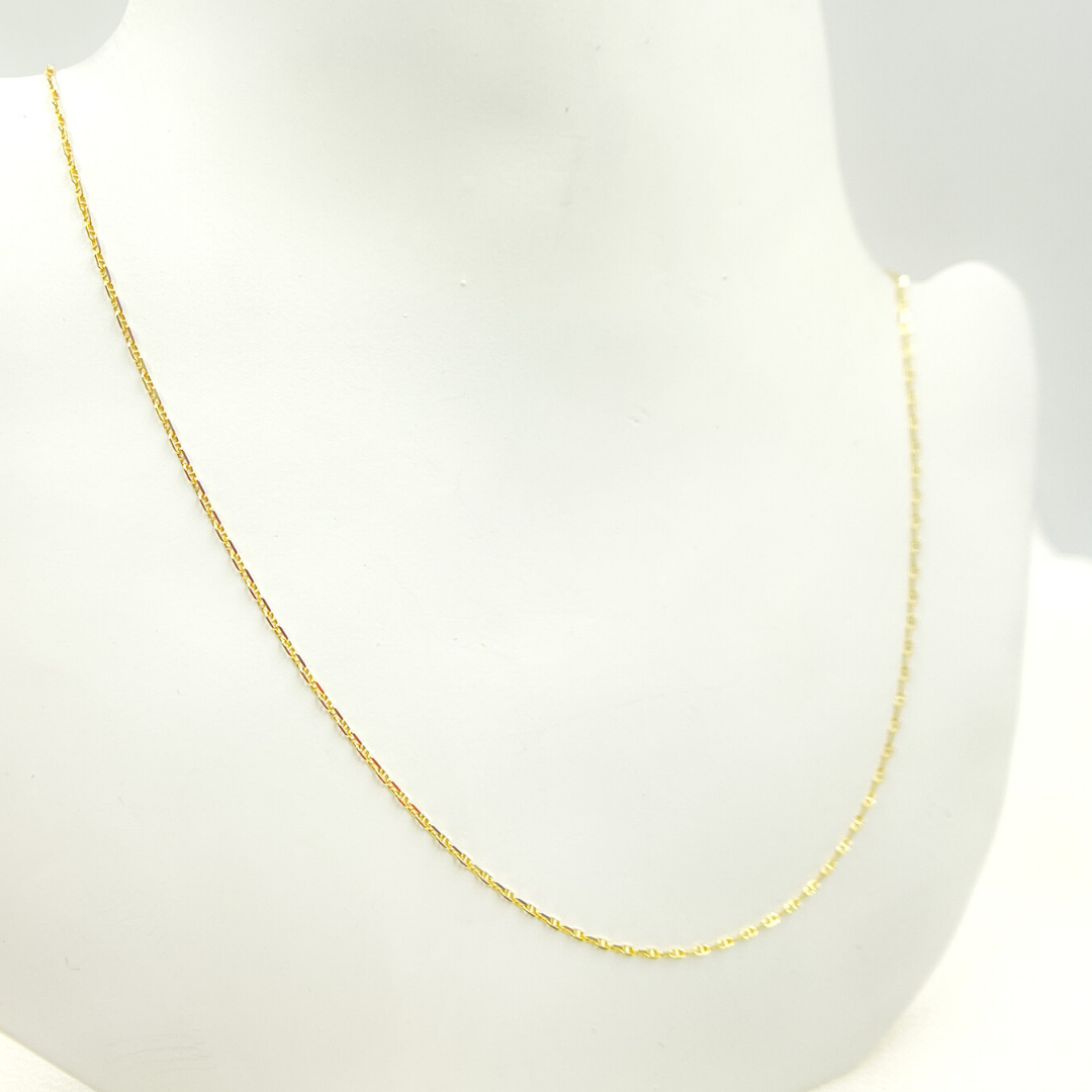 030FLP1T5. 14K Solid Yellow Gold Diamond Cut Marina Link Chain