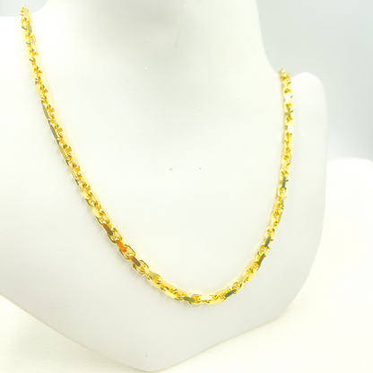 14K Solid Gold Diamond Cut Box Link Chain
