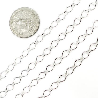 925 Sterling Silver Big and Small Oval Link Chain