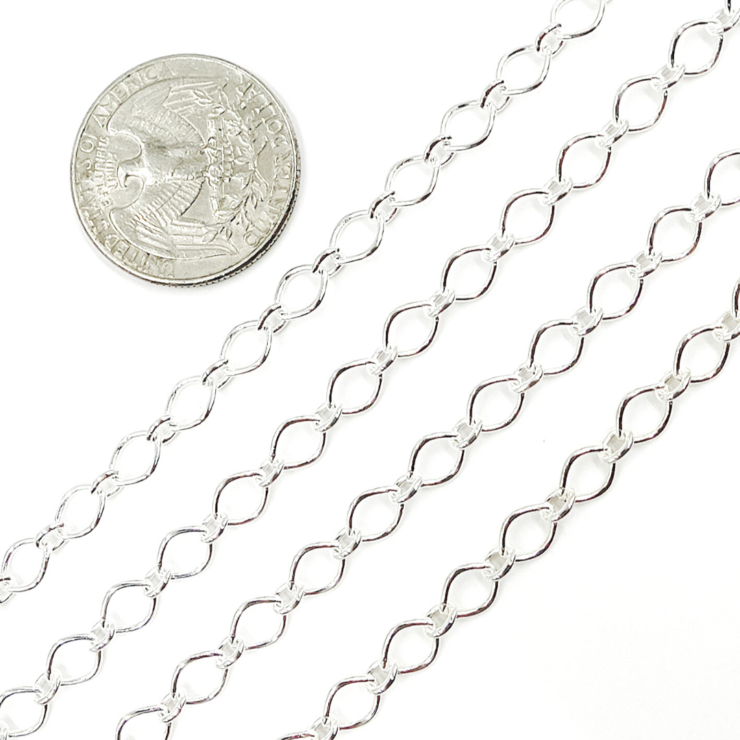 925 Sterling Silver Big and Small Oval Link Chain. Z77SS