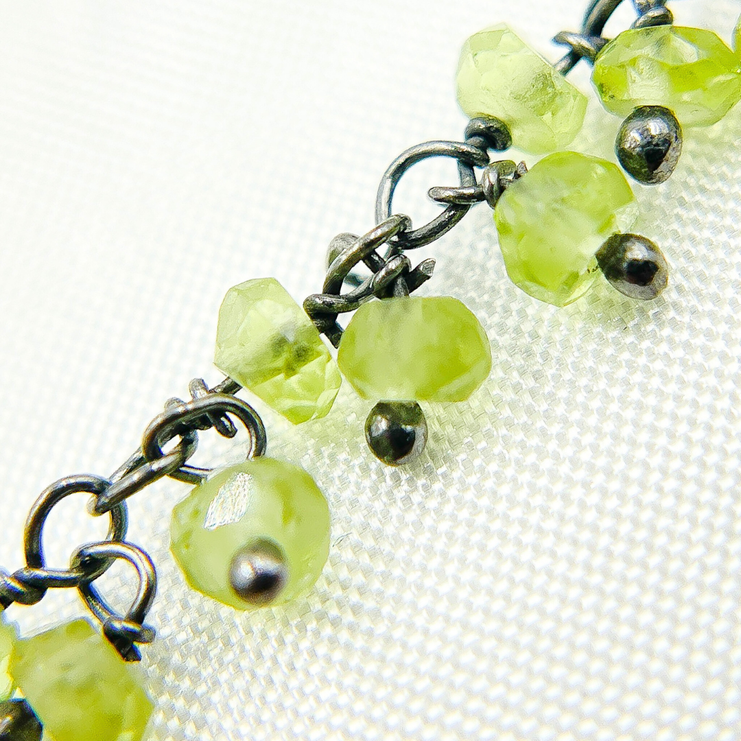 Peridot Cluster Dangle 3.5mm Oxidized Wire Chain