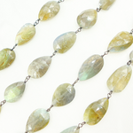 Load image into Gallery viewer, Labradorite Tear Drop Shape Wire Chain. LAB94
