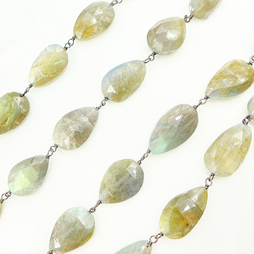 Labradorite Tear Drop Shape Wire Chain. LAB94