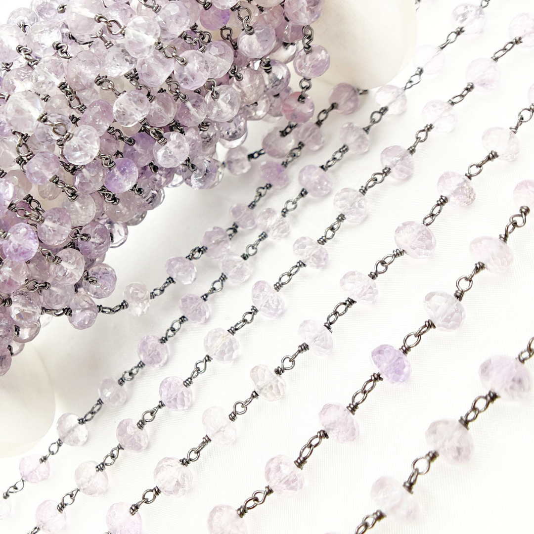 Pink Amethyst Oxidized Wire Chain