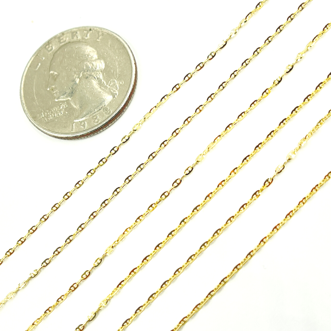 14K Gold Flat Marina Link Chain