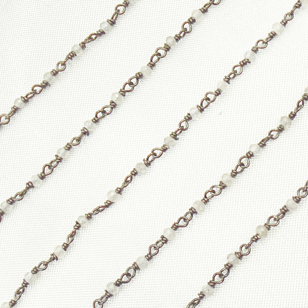 White Zircon Oxidized Wire Chain.