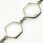 Load image into Gallery viewer, Crystal Hexagon Shape Bezel Oxidized Wire Chain. CR33
