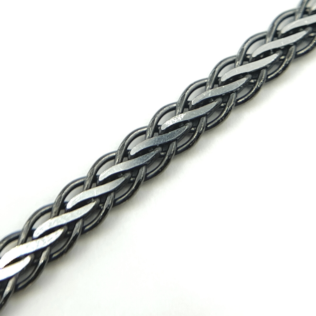 925 Sterling Silver & Black Rhodium Flat Wheat Necklace. 0502213SBNecklace