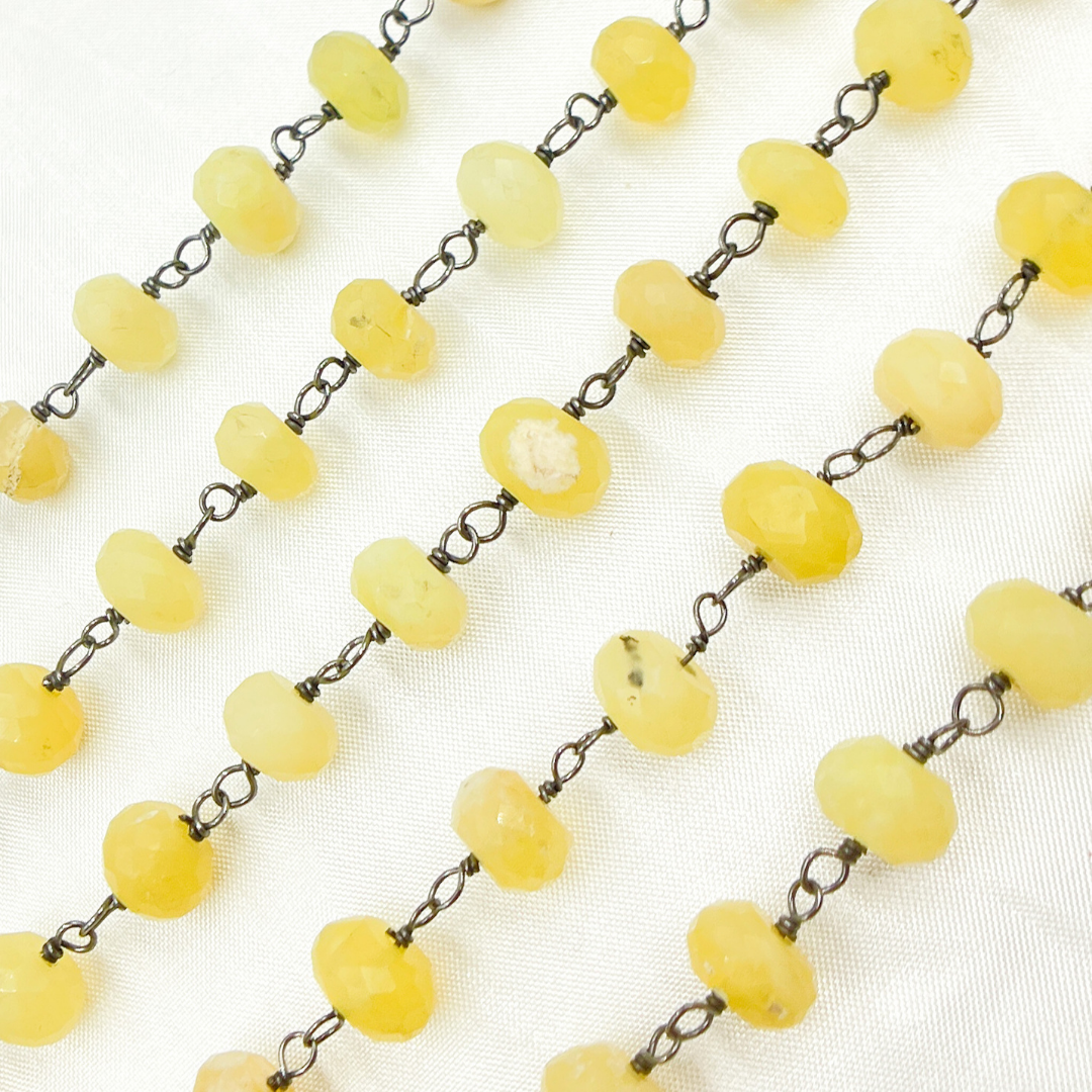 Yellow Opal Oxidized 925 Sterling Silver Wire Chain. OPA13