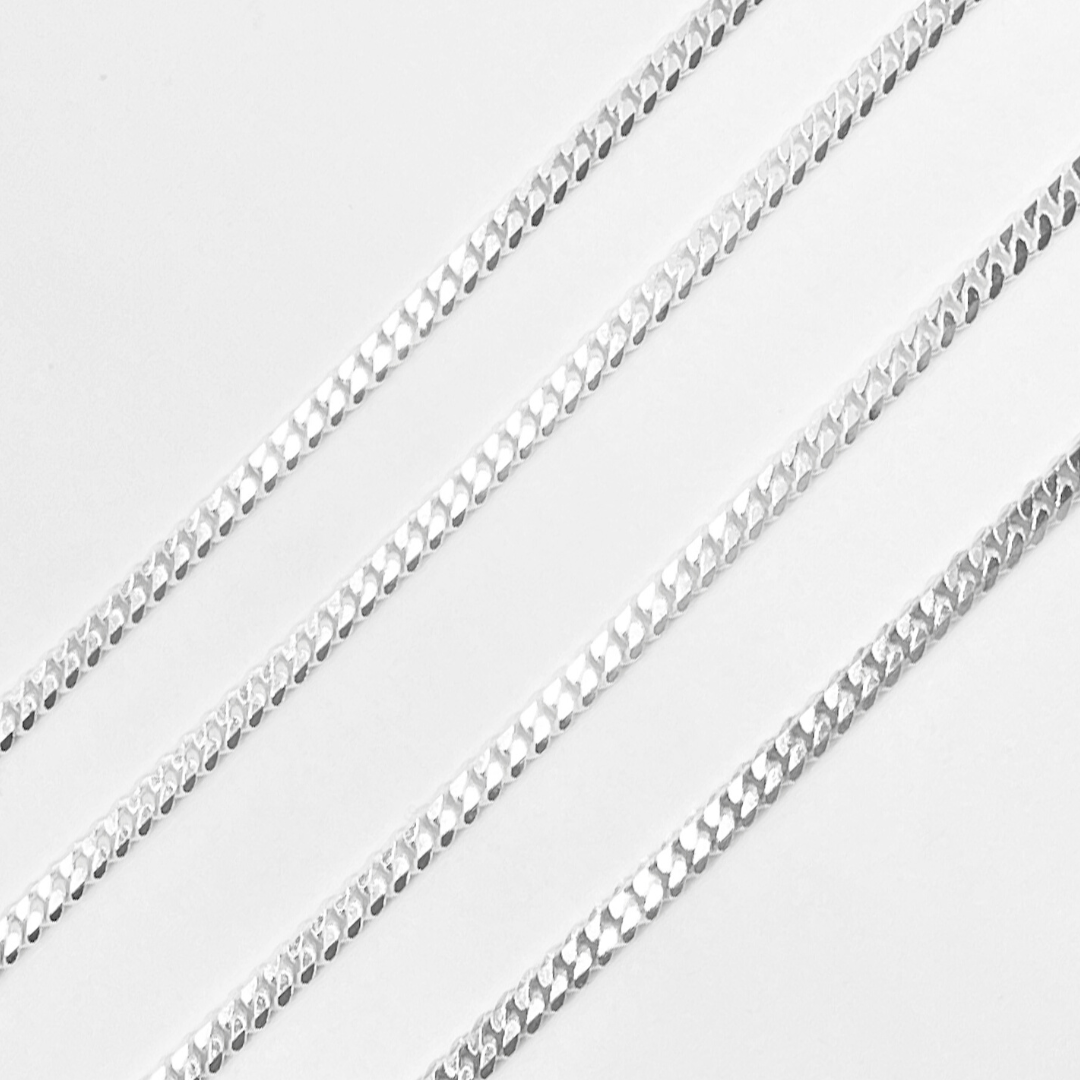 925 Sterling Silver Flat Curb Chain. X11SS