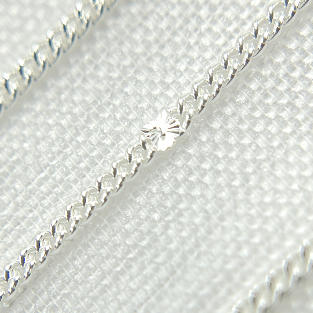 Sterling Silver Satellite Curb & Diamond Cut Marina Link Chain