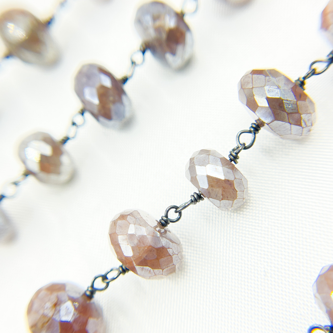 Coated Siloni Taupe Moonstone Oxidized Wire Chain. CMS70