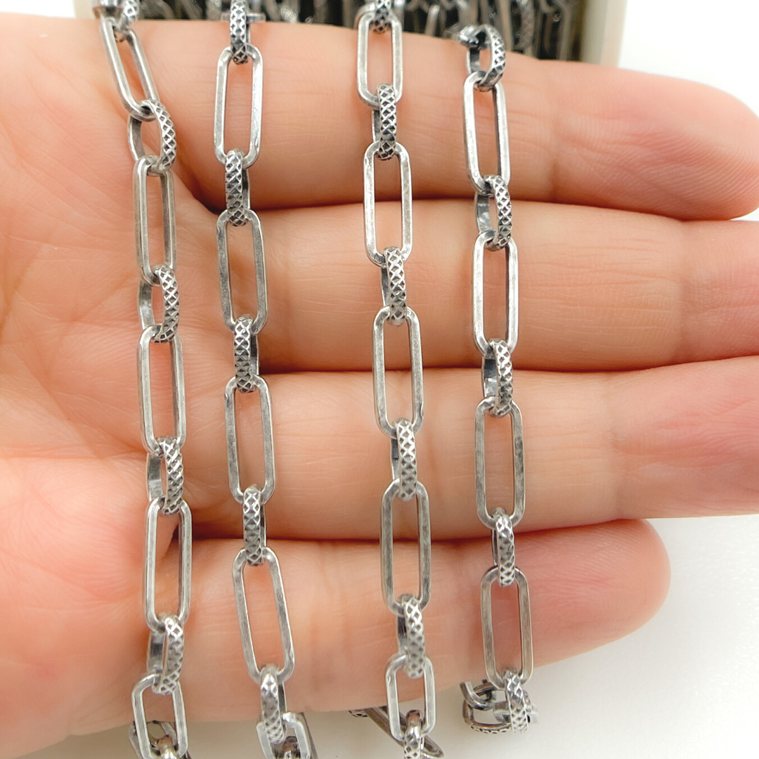 Oxidized 925 Sterling Silver Paperclip Chain. V169OX