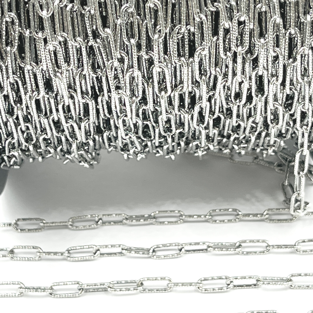 Oxidized Sterling Silver Diamond Cut Paperclip Chain