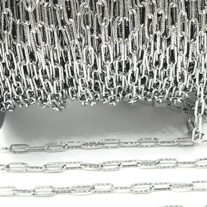Oxidized Sterling Silver Diamond Cut Paperclip Chain
