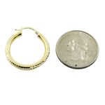 Load image into Gallery viewer, 14K Gold Hoop Earrings with Engraved Tornado Design. 