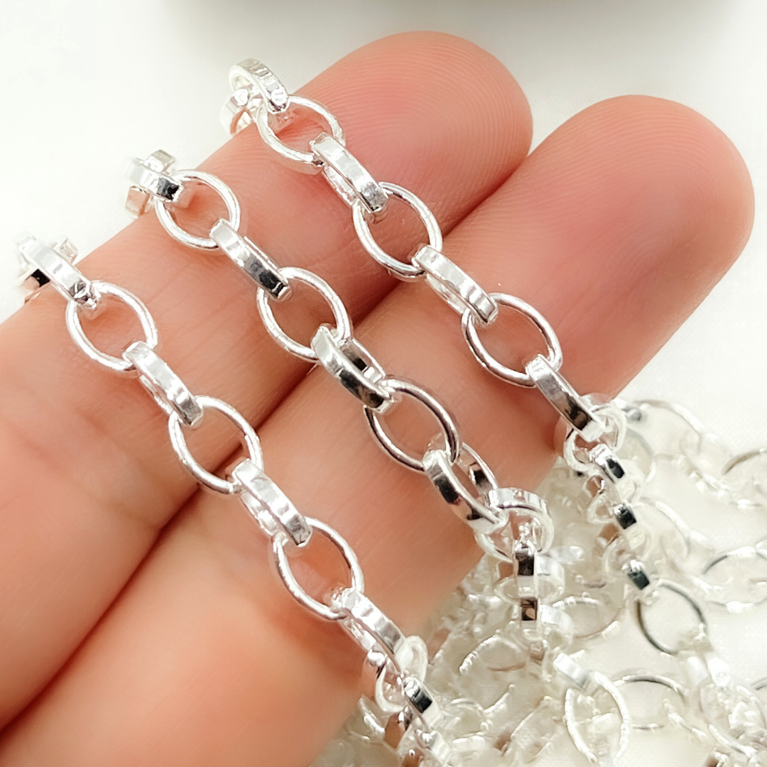 925 Sterling Silver Flat Oval Link Chain. V64SS