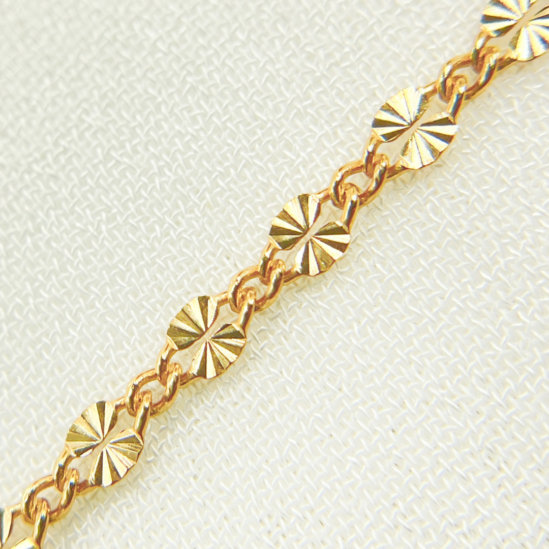 V186GF. 14k Gold Filled Diamond Cut Marina Link Chain