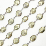 Load image into Gallery viewer, Pyrite Organic Shape Bezel Oxidized Wire Chain. PYR62
