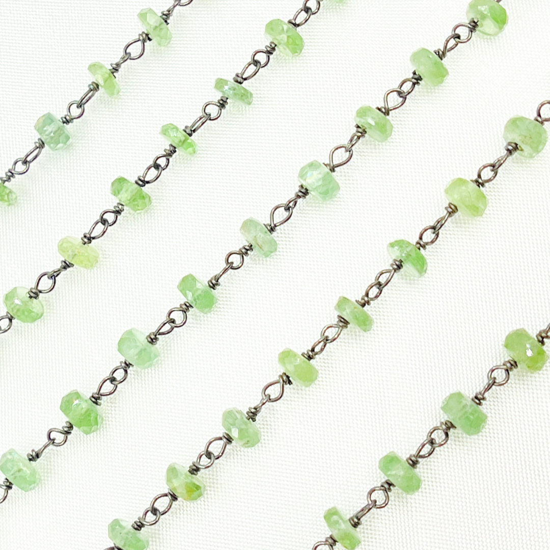Green Kyanite Oxidized Wire Chain