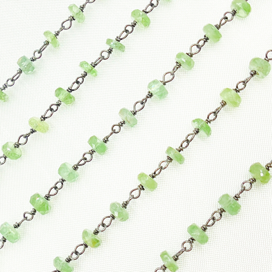 Green Kyanite Oxidized Wire Chain