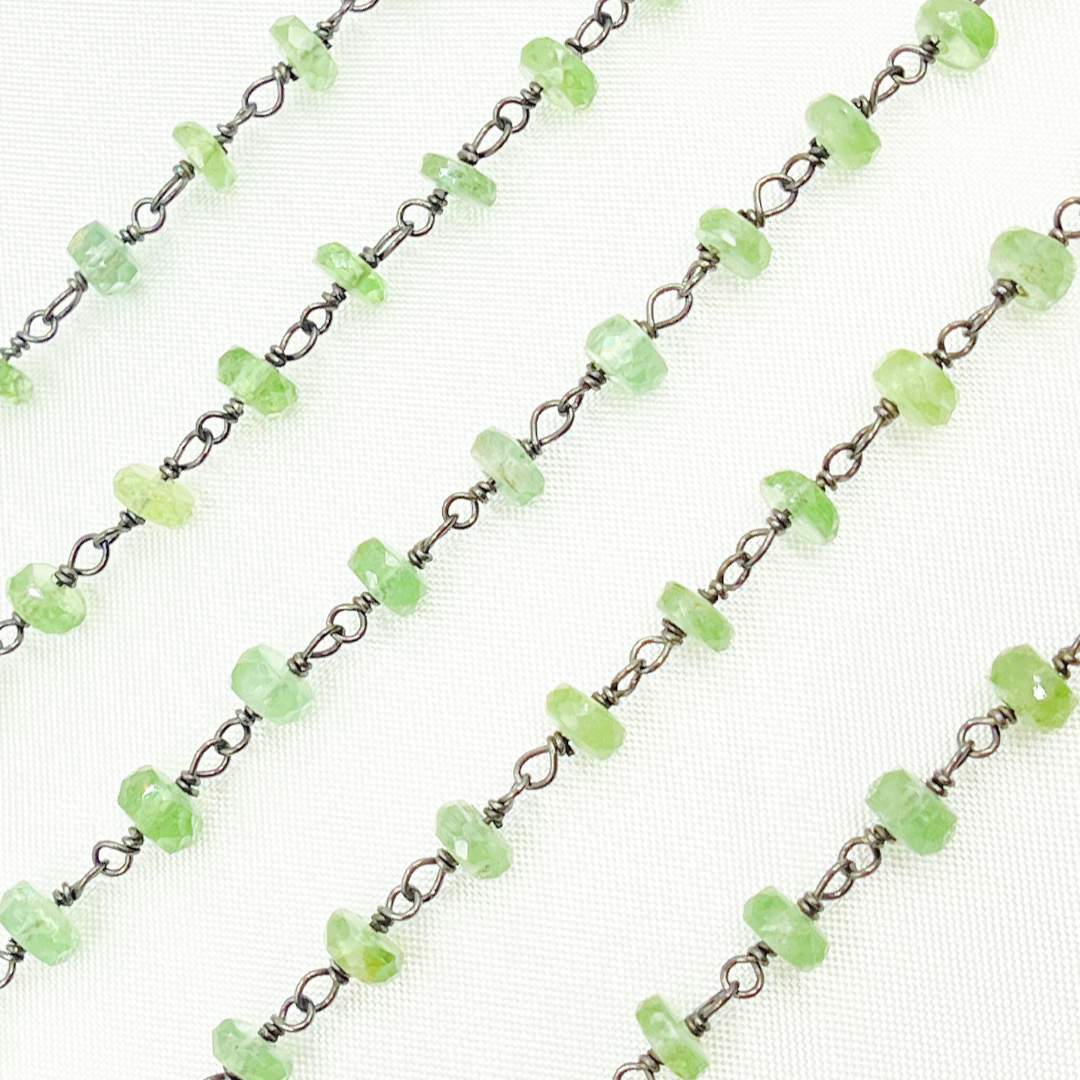 Green Kyanite Oxidized Wire Chain. KYA10