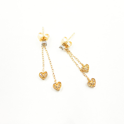 14K Solid Gold and Diamonds Rectangle Earrings. 