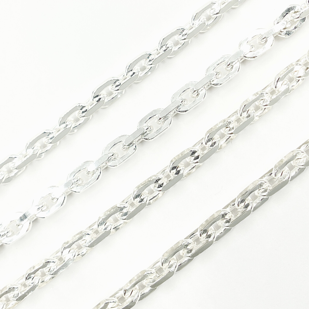 925 Sterling Silver Diamond Cut Box Link Chain. Z85SS