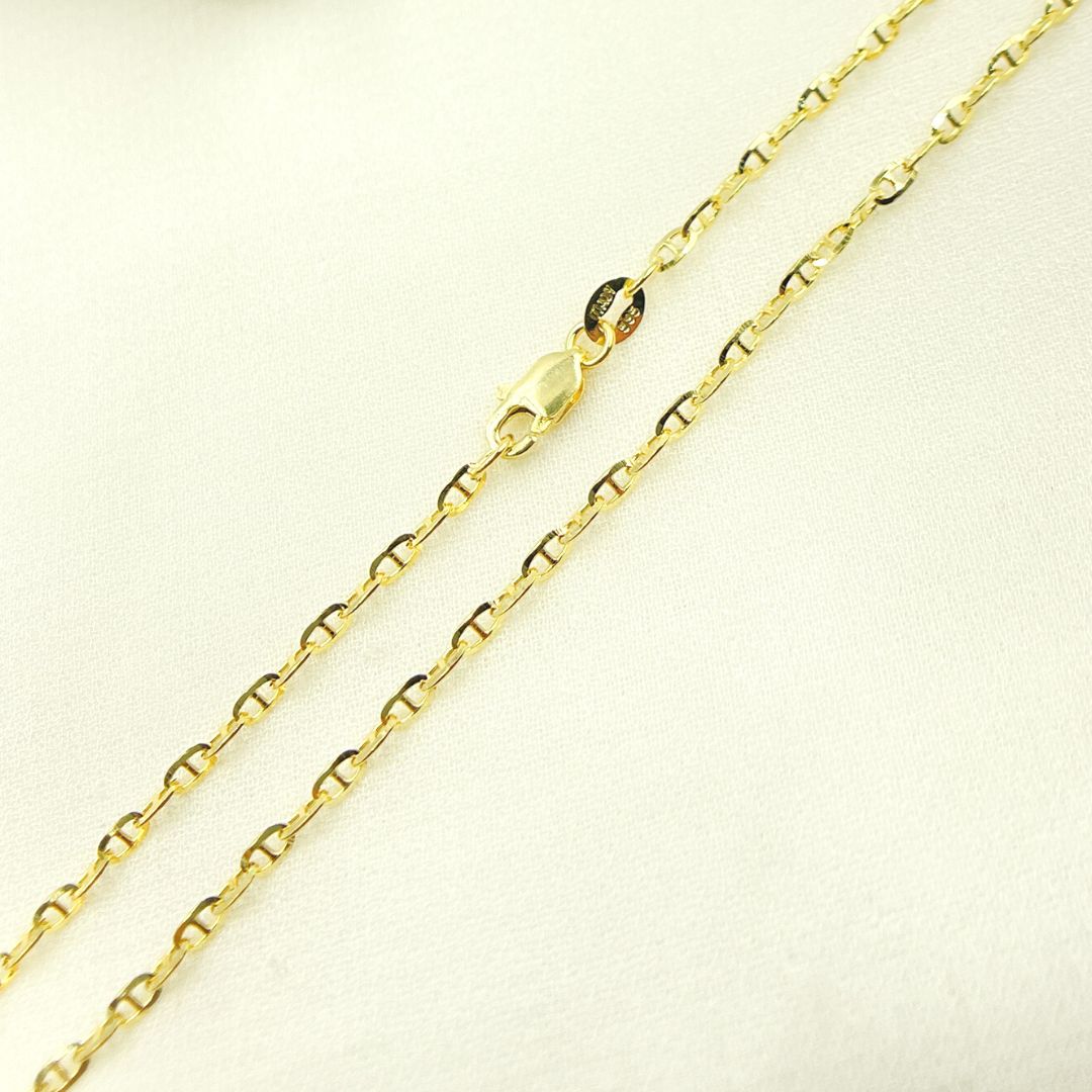 050FLP1. 14K Solid Gold Diamond Cut Marina Link Chain